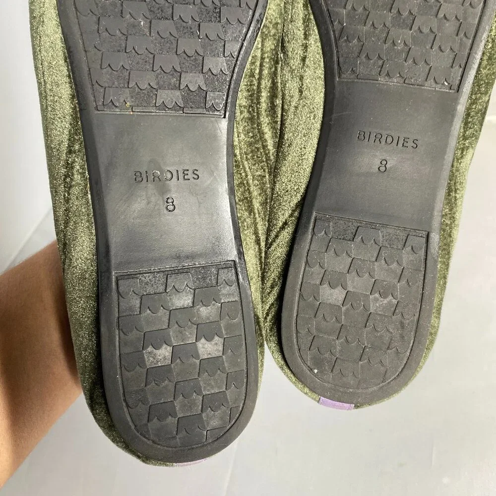 Birdies Olive Velvet Slip-On Loafers